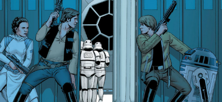 Leia, Han, Luke, R2